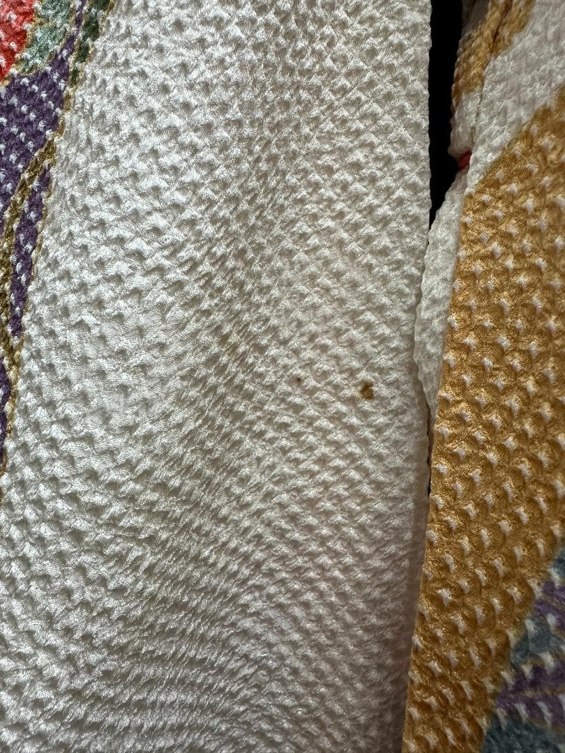 藤娘きぬたや 総絞り 白地 波鶴橘 小紋バック振袖 長襦袢2点セット