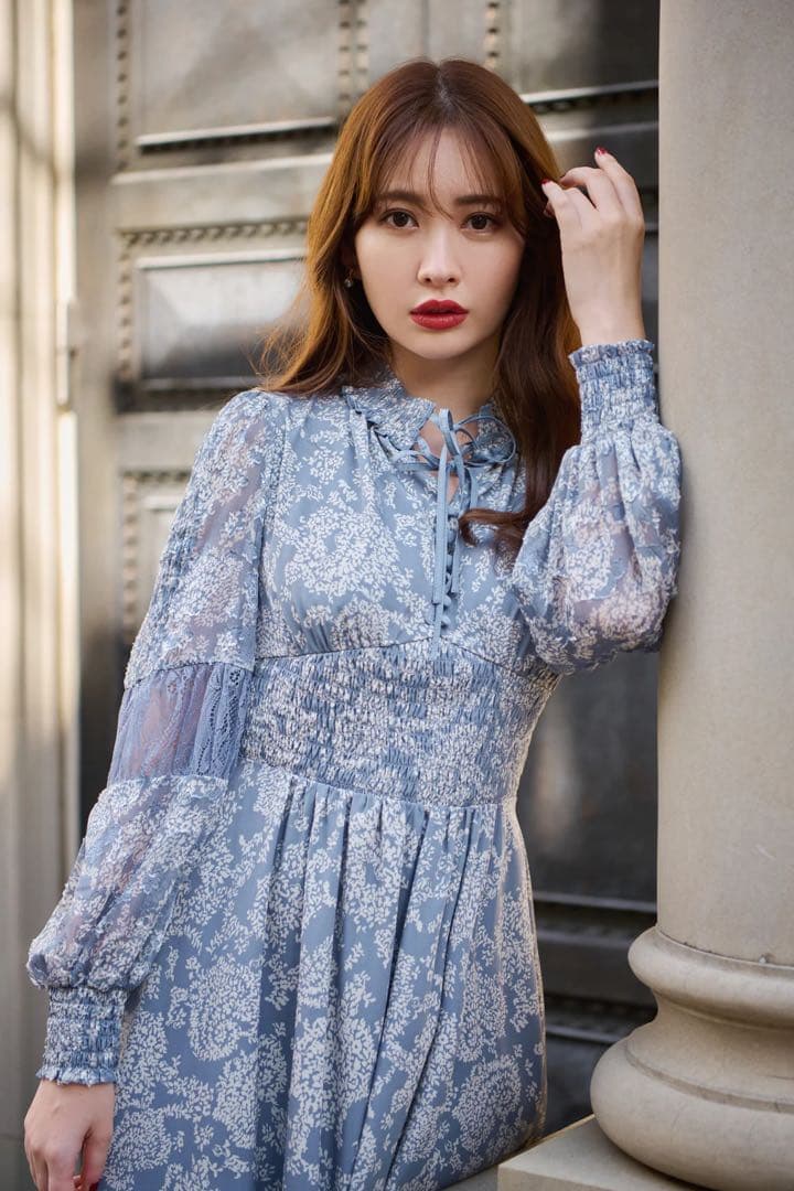 Winter Floral Long-sleeve Dress herlipto - メルカリ