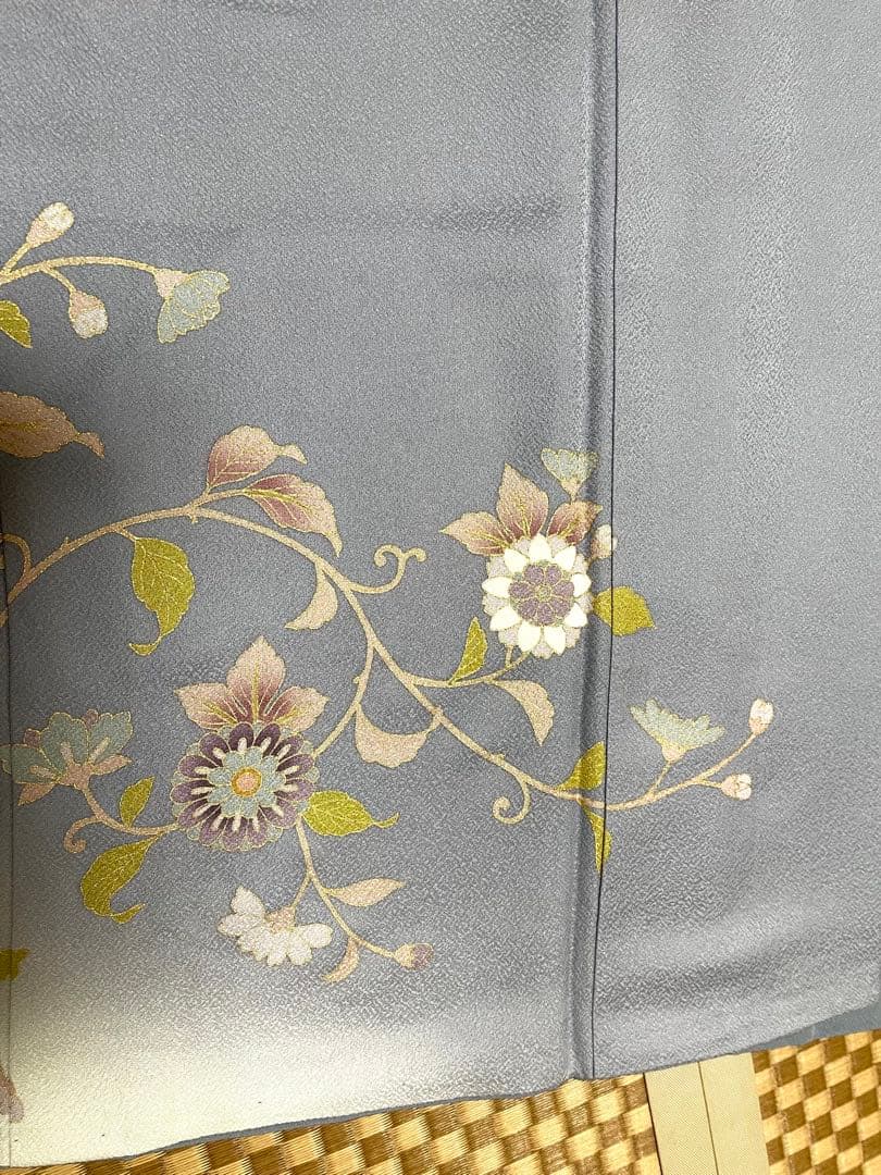 正絹 訪問着 破れ華紋菱繋ぎ花鳥唐草紋 身丈（肩から）164㎝