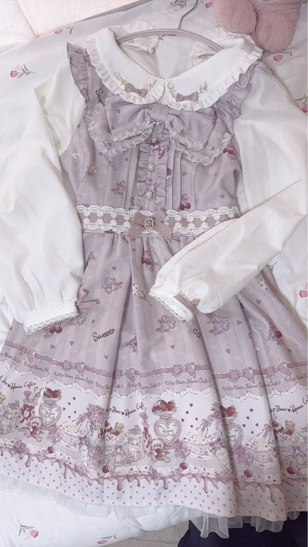 LIZLISA Whip bear  cafe柄　ワンピース 近鉄ℙ𝕒𝕤𝕤'𝕖店 ℕ𝕖𝕨 𝔸𝕣𝕣𝕚𝕧𝕒𝕝 ❤︎Whip Bear Home Cafe柄