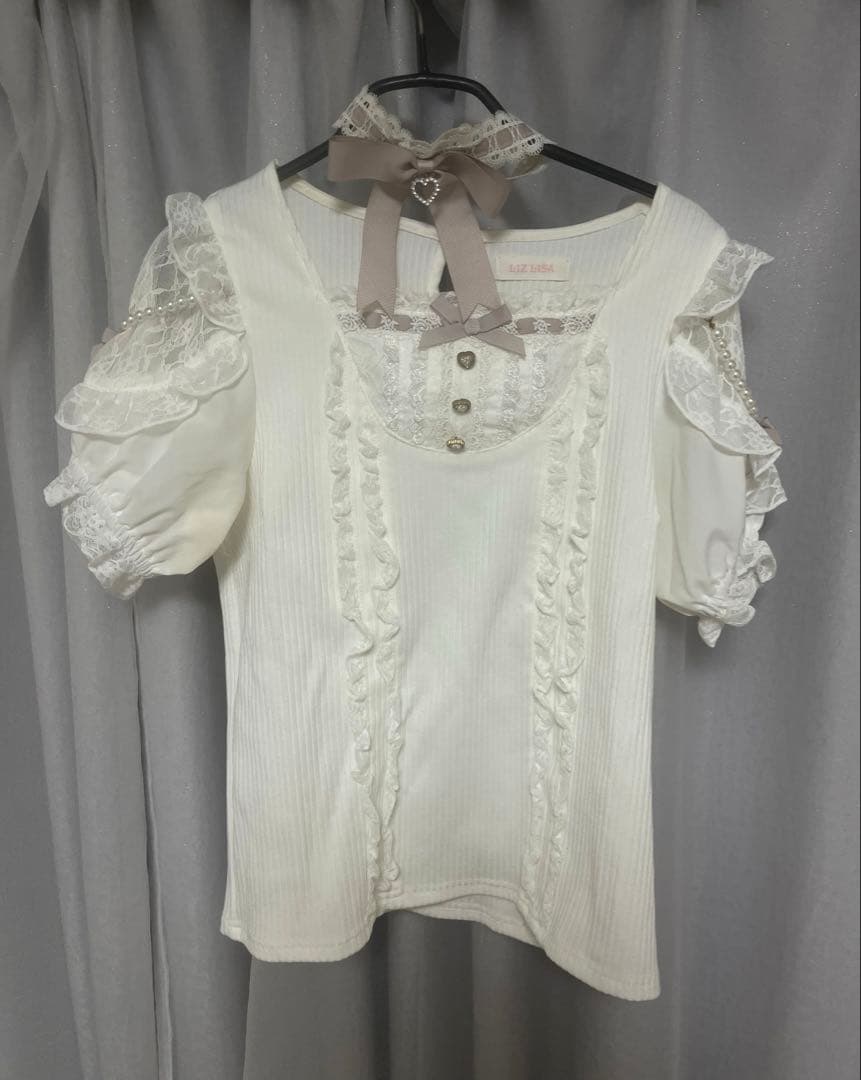LIZLISA クロスレースリボンカットトップス ピンク - メルカリ
