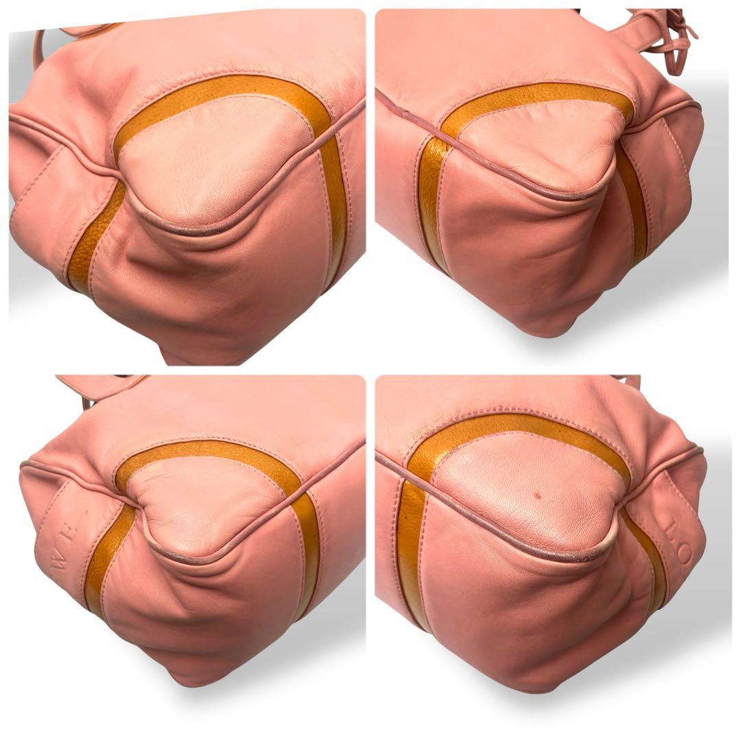 LOEWE ロエベ ミニボストンバッグ シープスキン ピンク アナグラム