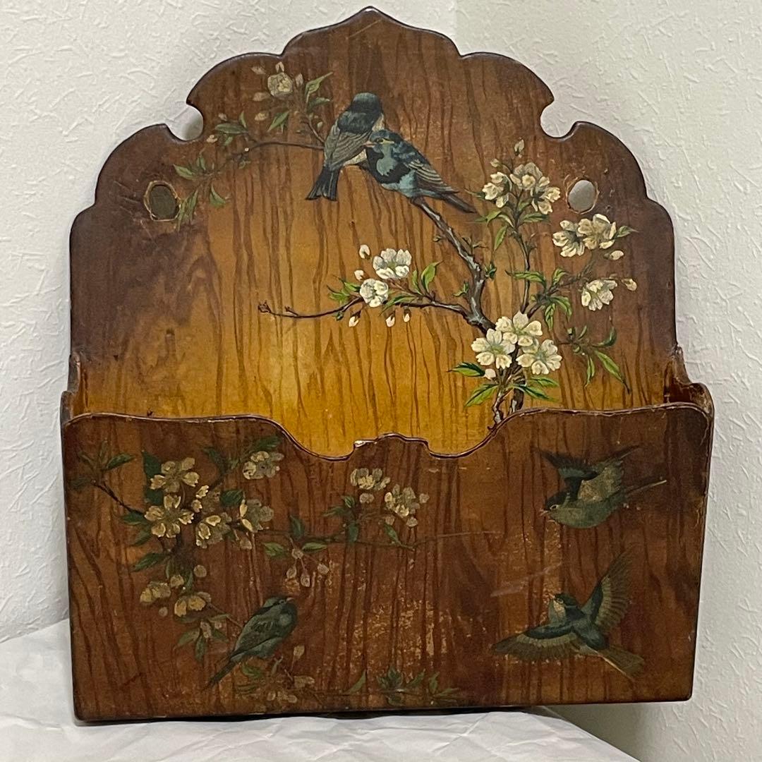 フランス　アンティーク　レターラック　パピエマシェ 花　小鳥 IMG_6384_eb7c6c68-2f33-4c00-