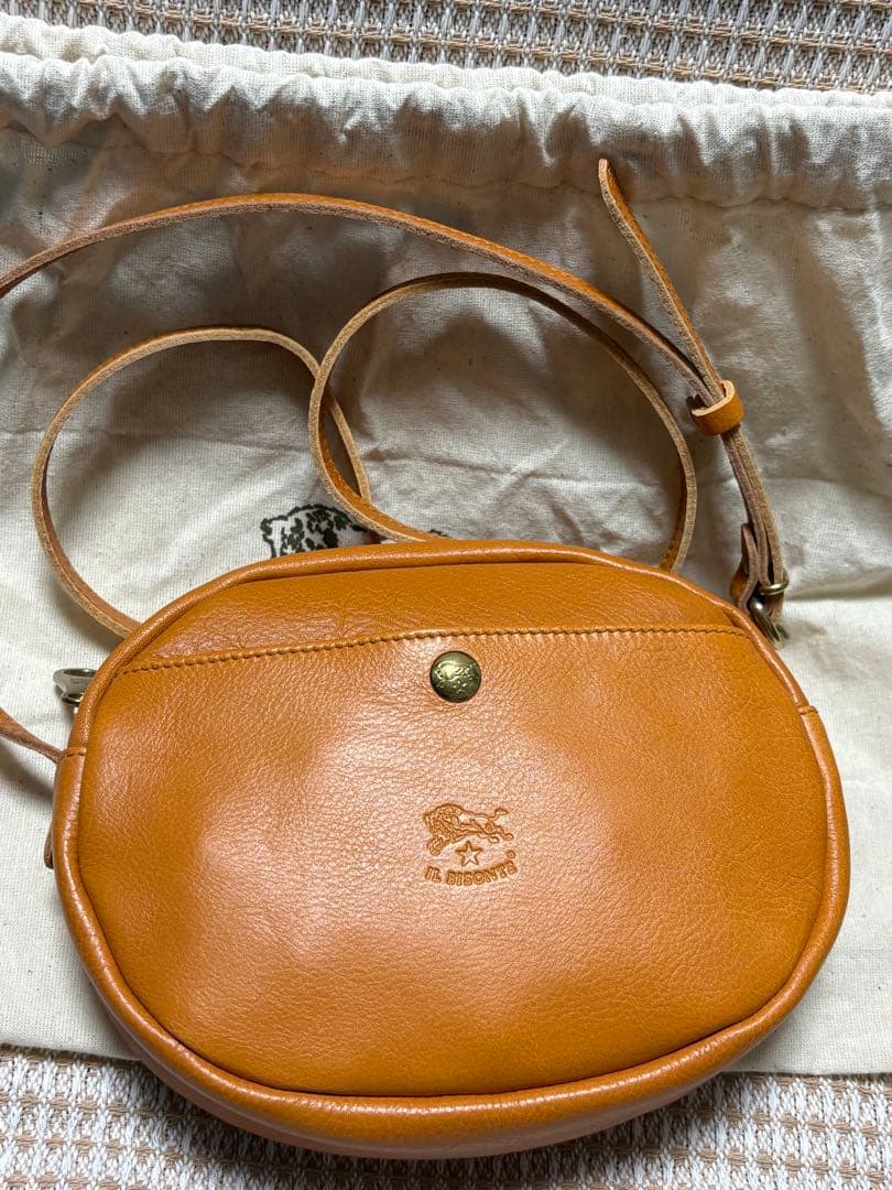 IL BISONTE ショルダーバッグ キャメルブラウン IL BISONTE イルビゾンテ 茶系 ブラウン ヤキヌメ スナップミニ
