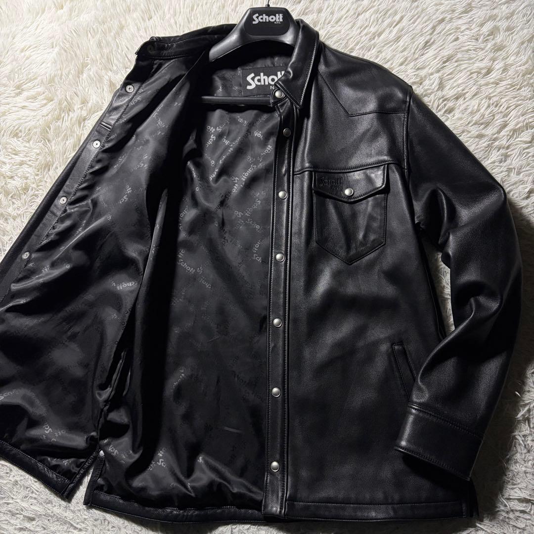 ベ*!様 極美品□schott レザージャケット 羊革 ラムレザー ブラック L