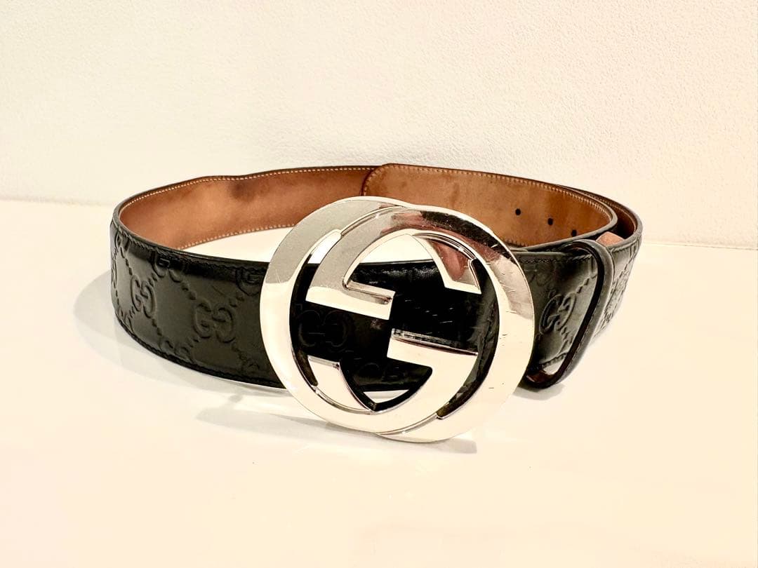 12/28まで限定値引き　GUCCI ダブルGベルト　グッチ希少バックル 楽天市場】GUCCI グッチ メンズ レディースレザーベルト ダブルG