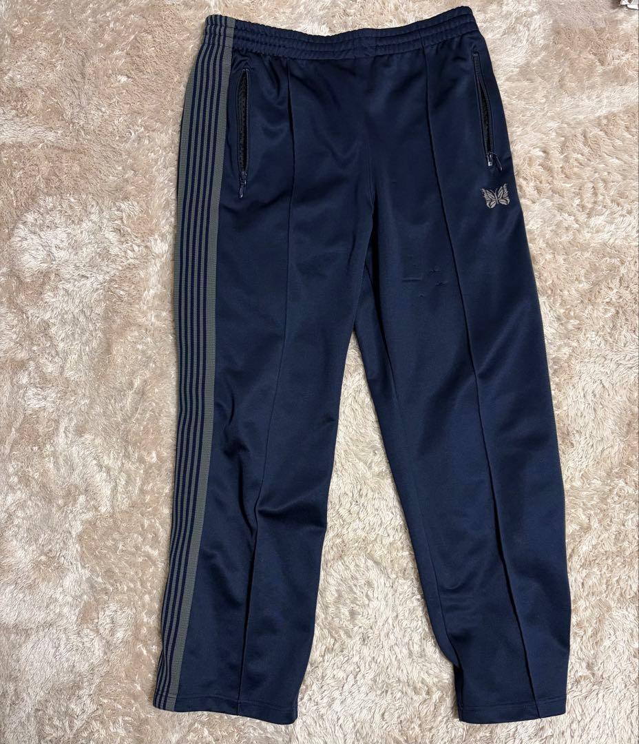 Needles ネイビー ストライプ パンツ M正規品 Needles（ニードルス） STUDIOUS別注 TRACK PANTS ステュディオス