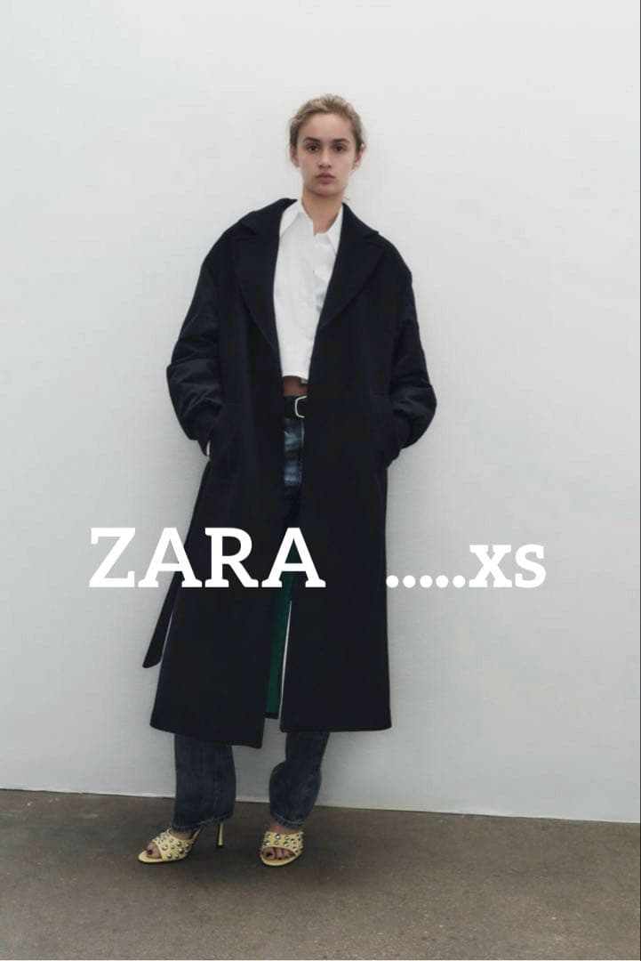 ZARA マッチング ボンバー ロング コート ネイビー ボリューム