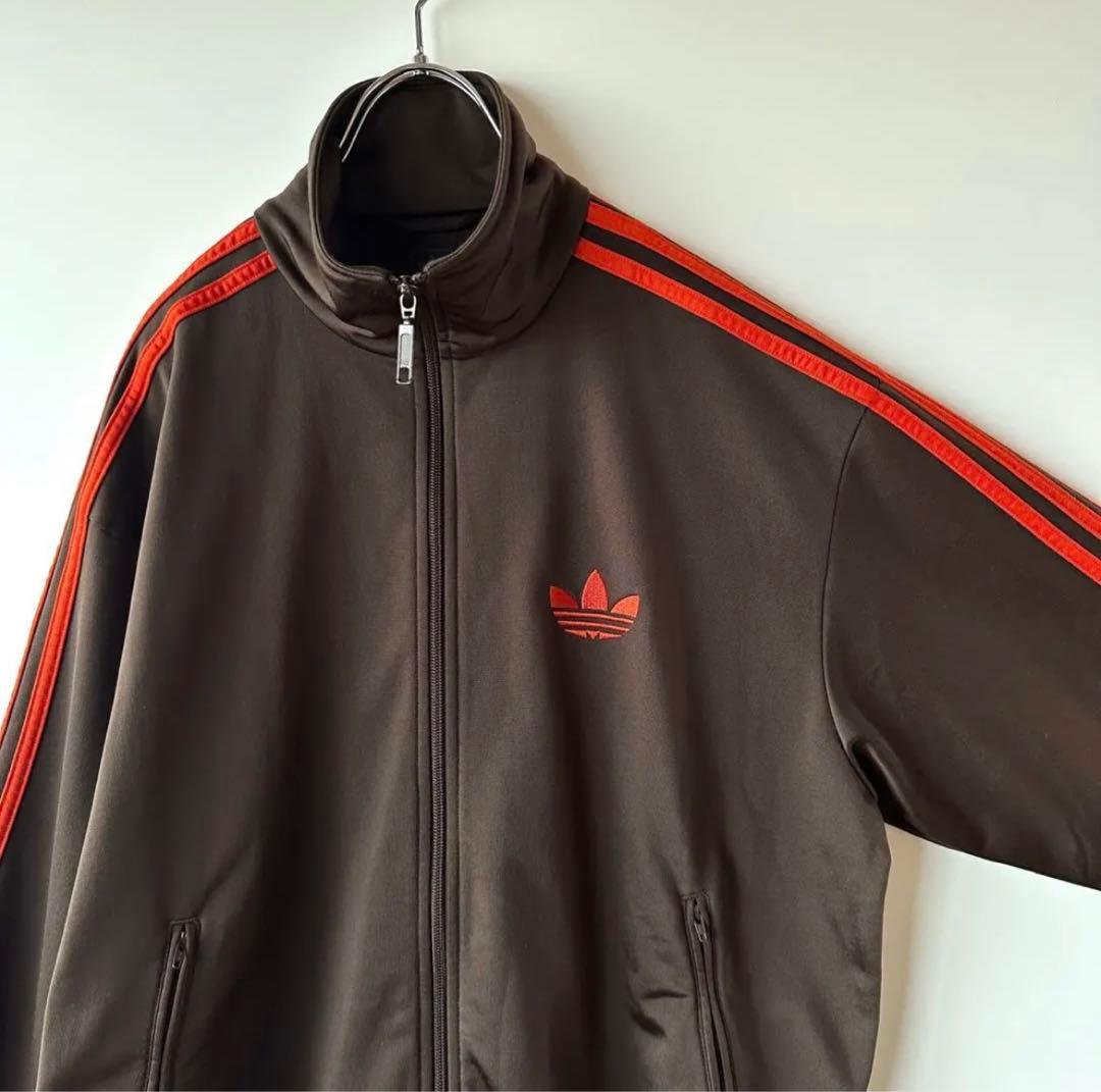 adidas アディダス トラックジャケット ジャージ ブラウン オレンジ M