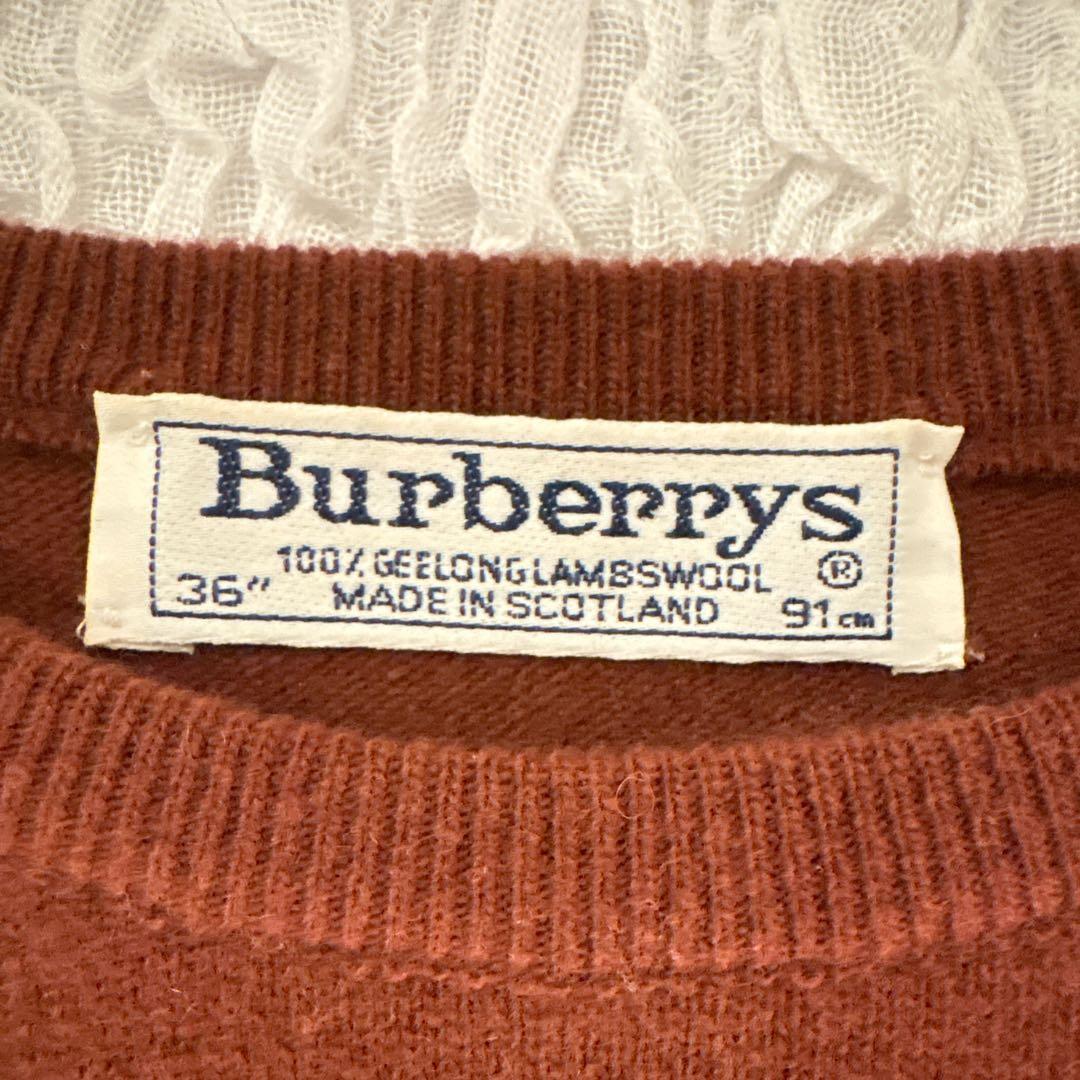 90s Burberrys ラムウール ニット ブラウン ポニーロゴ 英国製 S