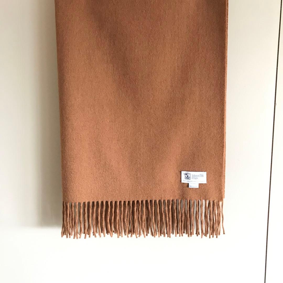 Johnstons カシミヤ大判ストール　ダークキャメル　クリーニング済 ジョンストンズ ストール/マフラー メンズ レディース WA57 ダーク