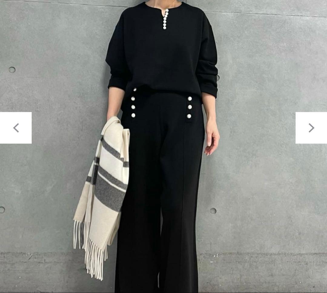 人気完売商品23区 大きいサイズウールブレンド ラインパール プル