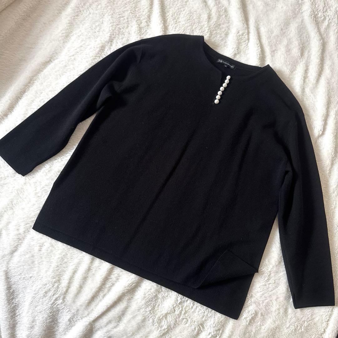 人気完売商品23区 大きいサイズウールブレンド ラインパール プル