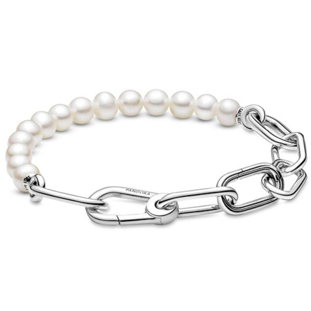 PANDORA ホワイトパール チェーンブレスレット Amazon.com: PANDORA Timeless Treated Freshwater Cultured Pearl