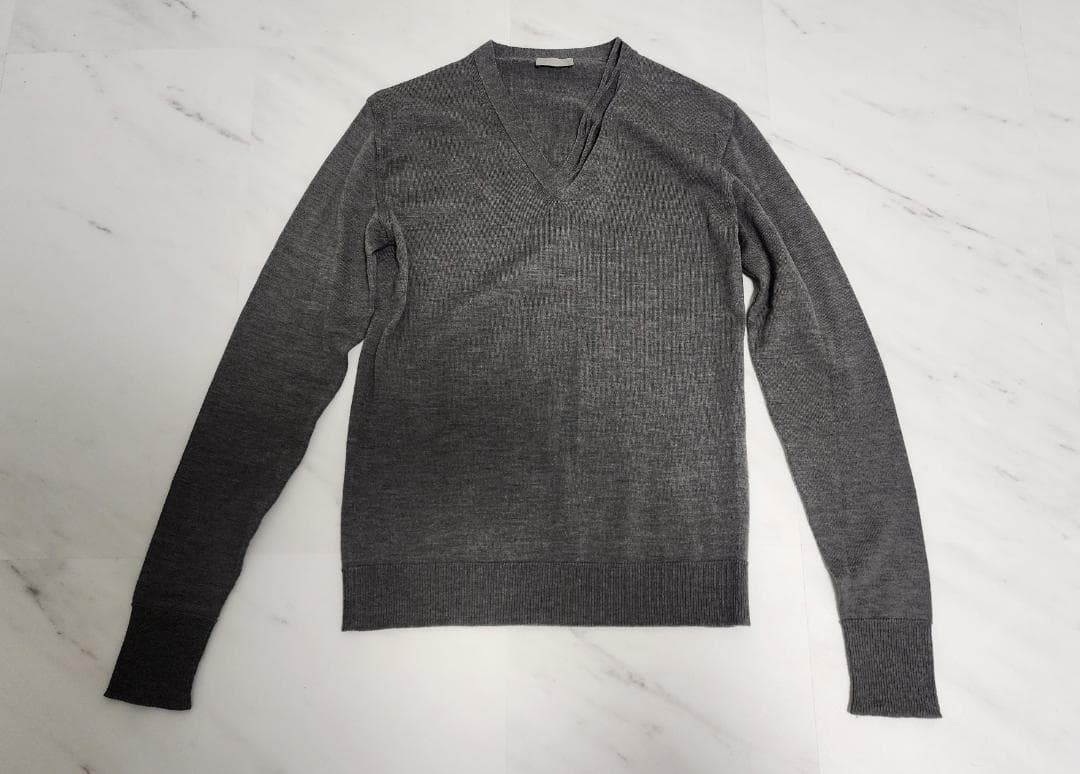 2004年AW エディ期 ディオールオム デストロイ加工 セーター グレー S