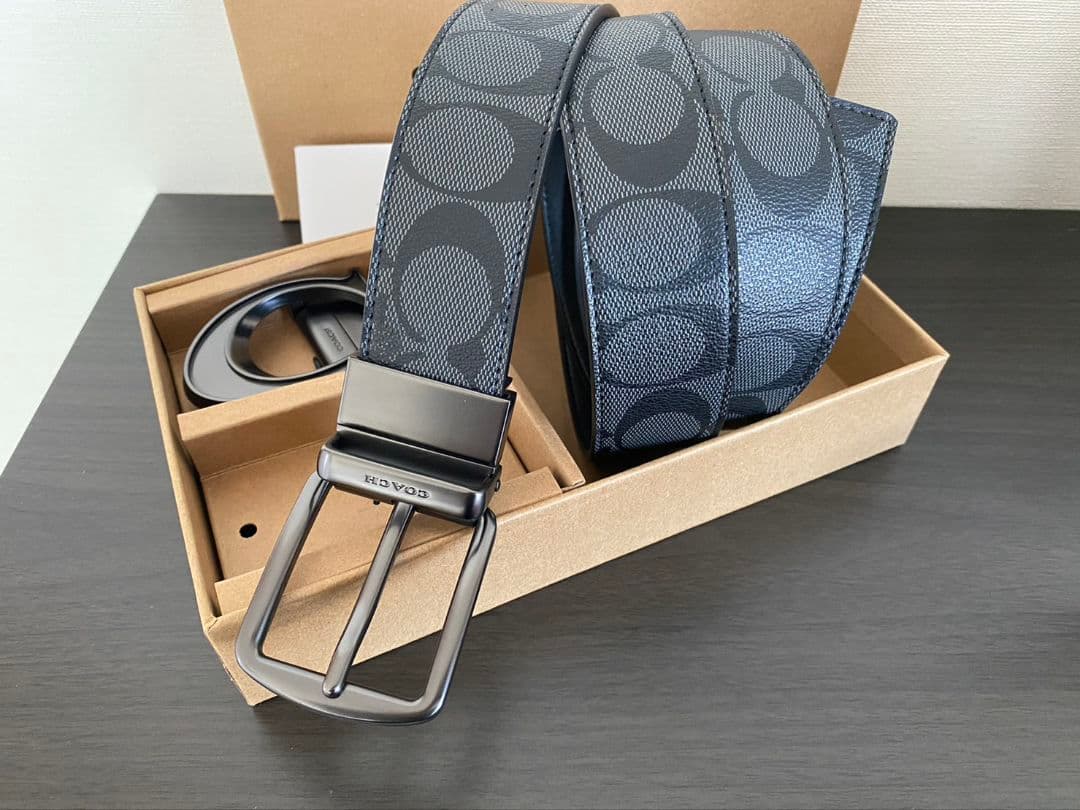 SALE♪コーチ 新品 リバーシブル シグネチャーベルト バックル回転可能