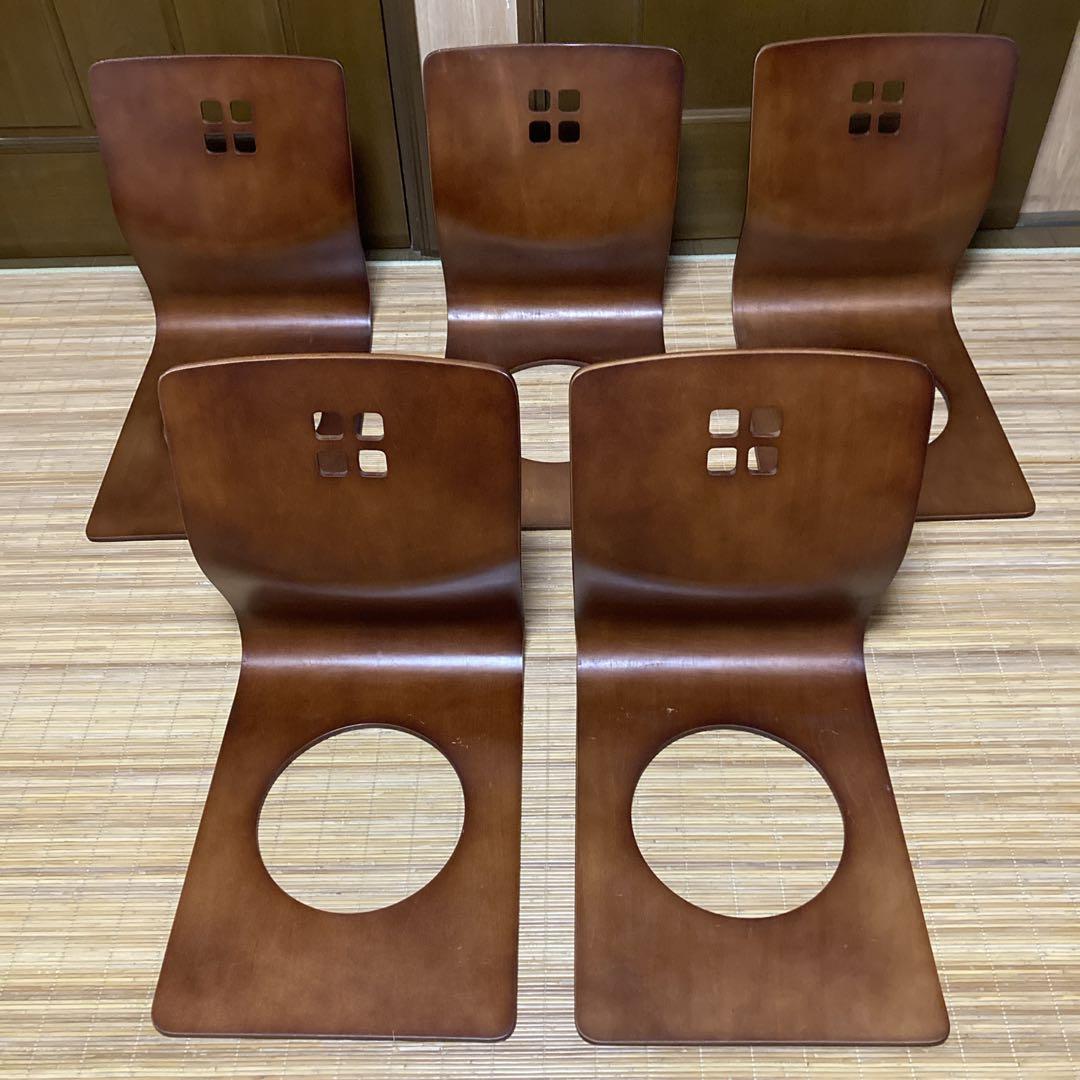 【5脚まとめ売り✨️】 木製　座椅子 曲げ座椅子 和座椅子 旅館座椅子 送料込み 座椅子 2個セット ブラック 曲げ木椅子 和座椅子 旅館座椅子 滑り