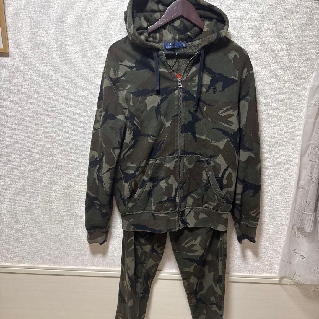Polo カモフラージュ セットアップ フローラル柄 ハーフジップ ボアフリースプルオーバー トレーナー