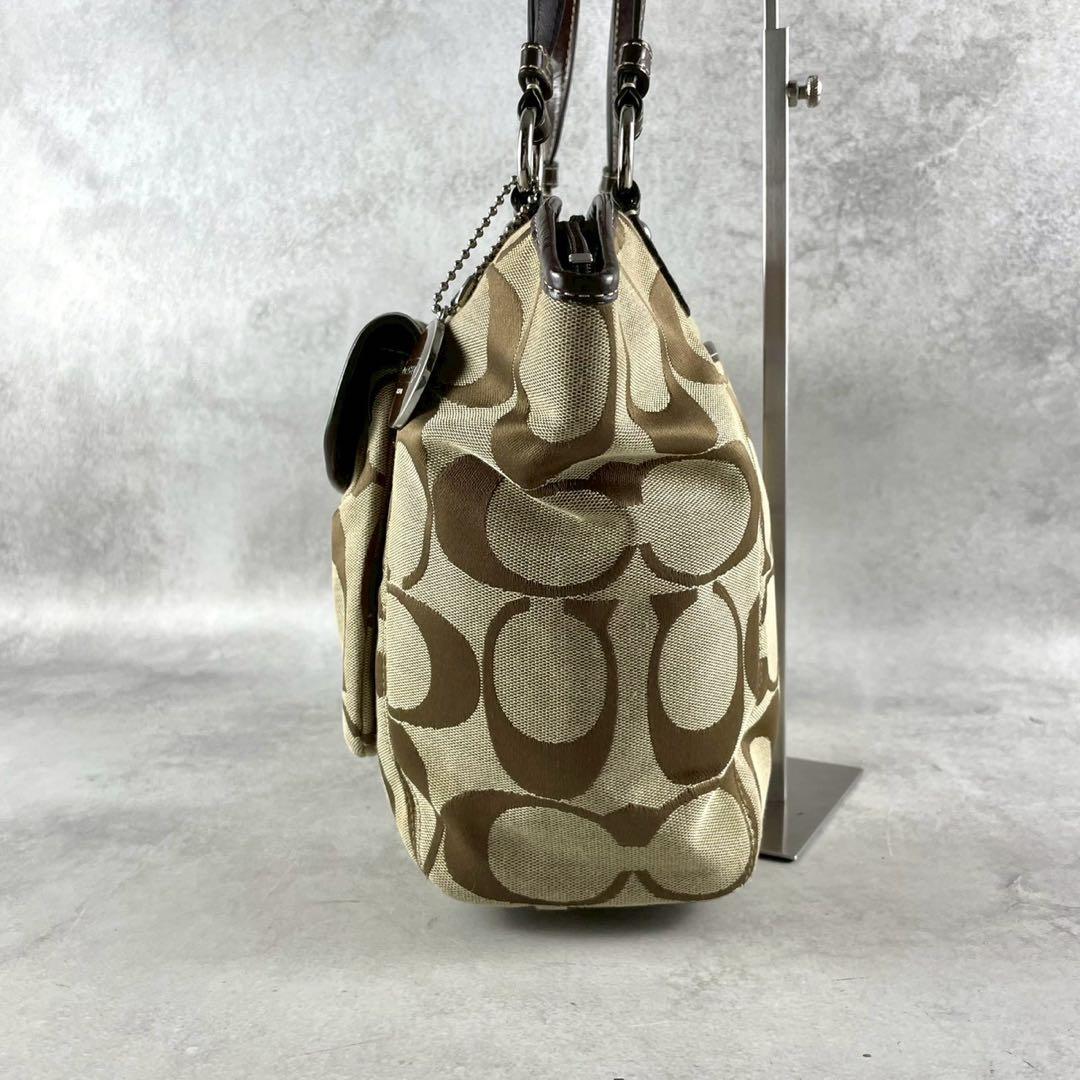 極美品 コーチ シグネチャー トートバッグ ハンドバッグ 肩掛け ターン