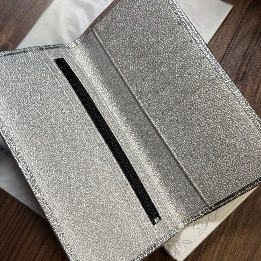 お値下げ 皇居 財布 皇居財布 シルバー 銀色 レザー 長財布 新品 未