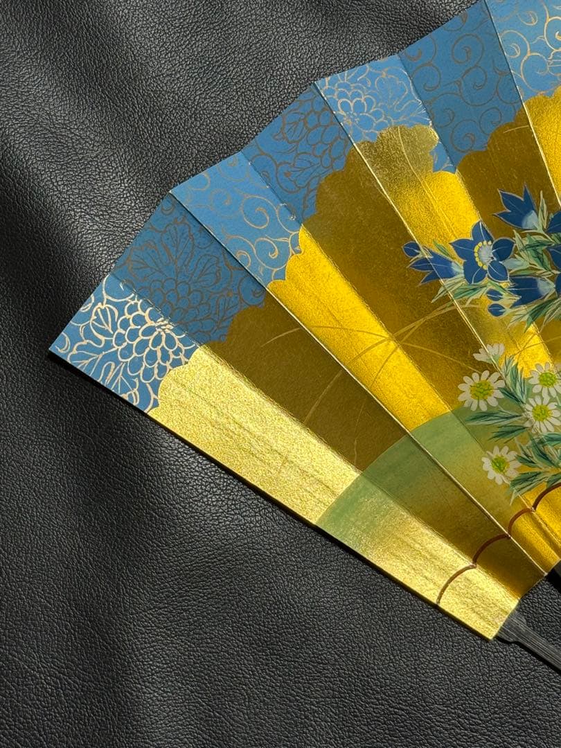 扇子　33.5cm 十松屋福井扇舗　狂女扇　妻紺　秋草図　仕舞扇　能楽　着物