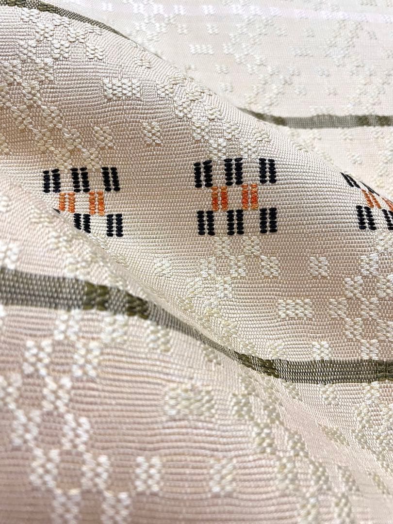 未使用 花織 紬 ベージュ 京袋 - メルカリ