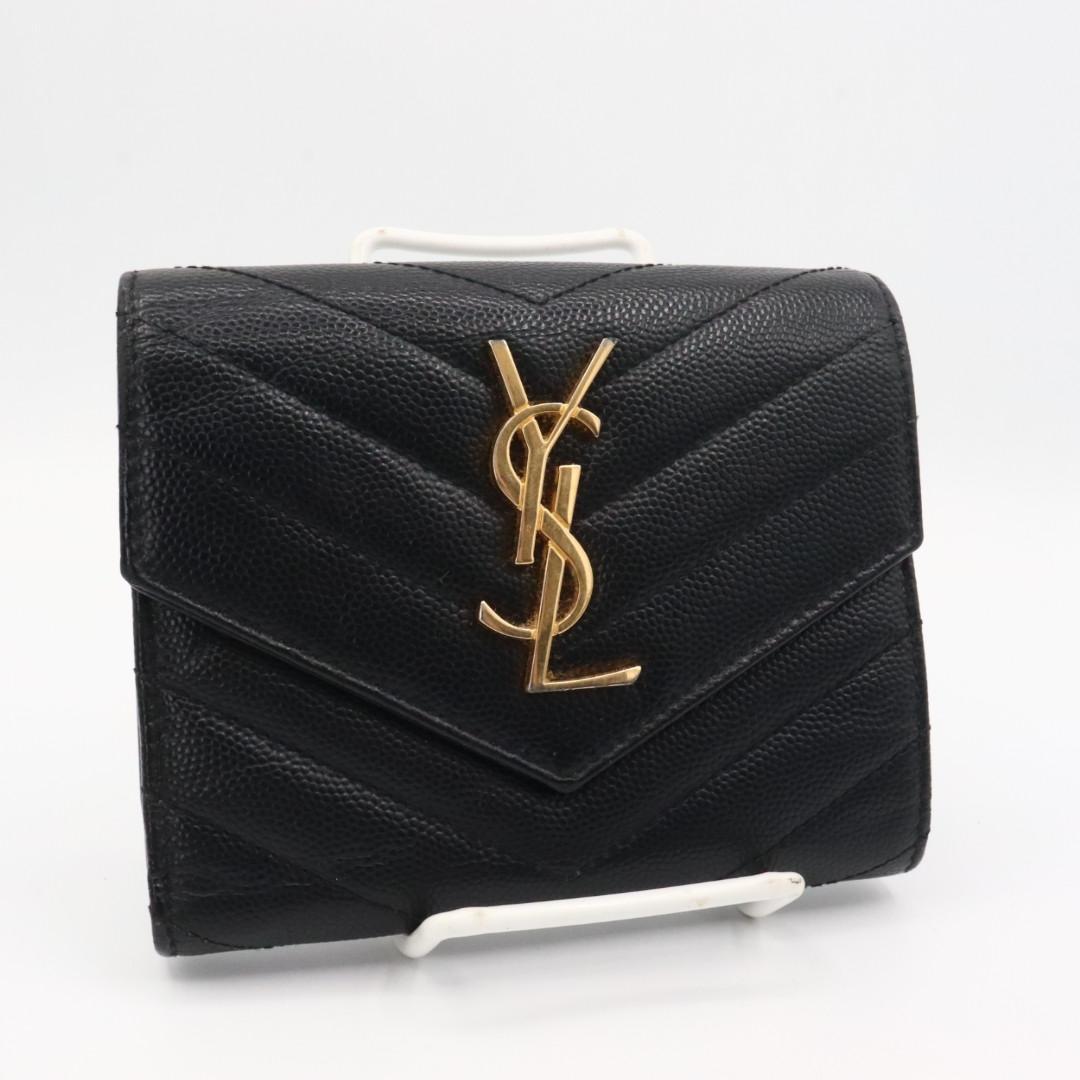 美品　サンローランパリ　YSL Vステッチ　折り財布　ブラック Yves Saint Laurent（イヴ・サンローラン） サンローラン パリ SAINT