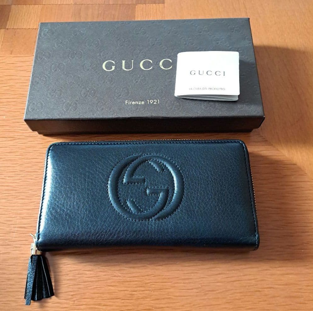 GUCCI グッチ レザーSOHO ラウンドファスナー 長財布 黒 - メルカリ