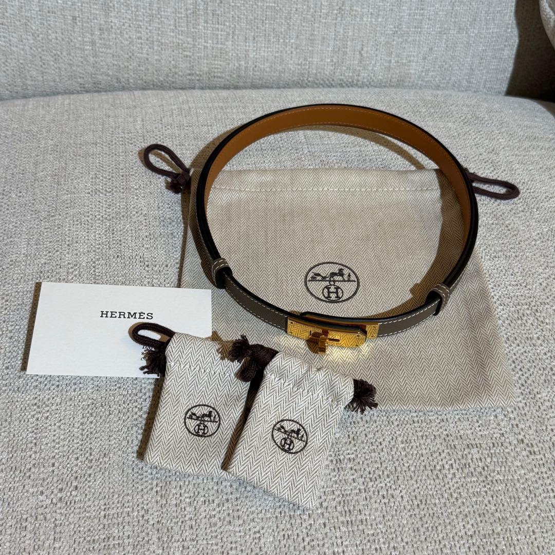 新品未使用】HERMES ケリーベルト エトゥープ ピンクゴールド エルメス