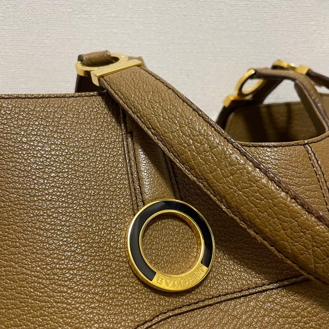 《美品》BVLGARI （ブルガリ）レザー トートバッグ ブラウン