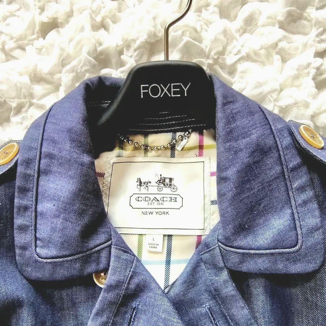 美品 COACH Lサイズ トレンチコート スプリングコート デニム ベルト