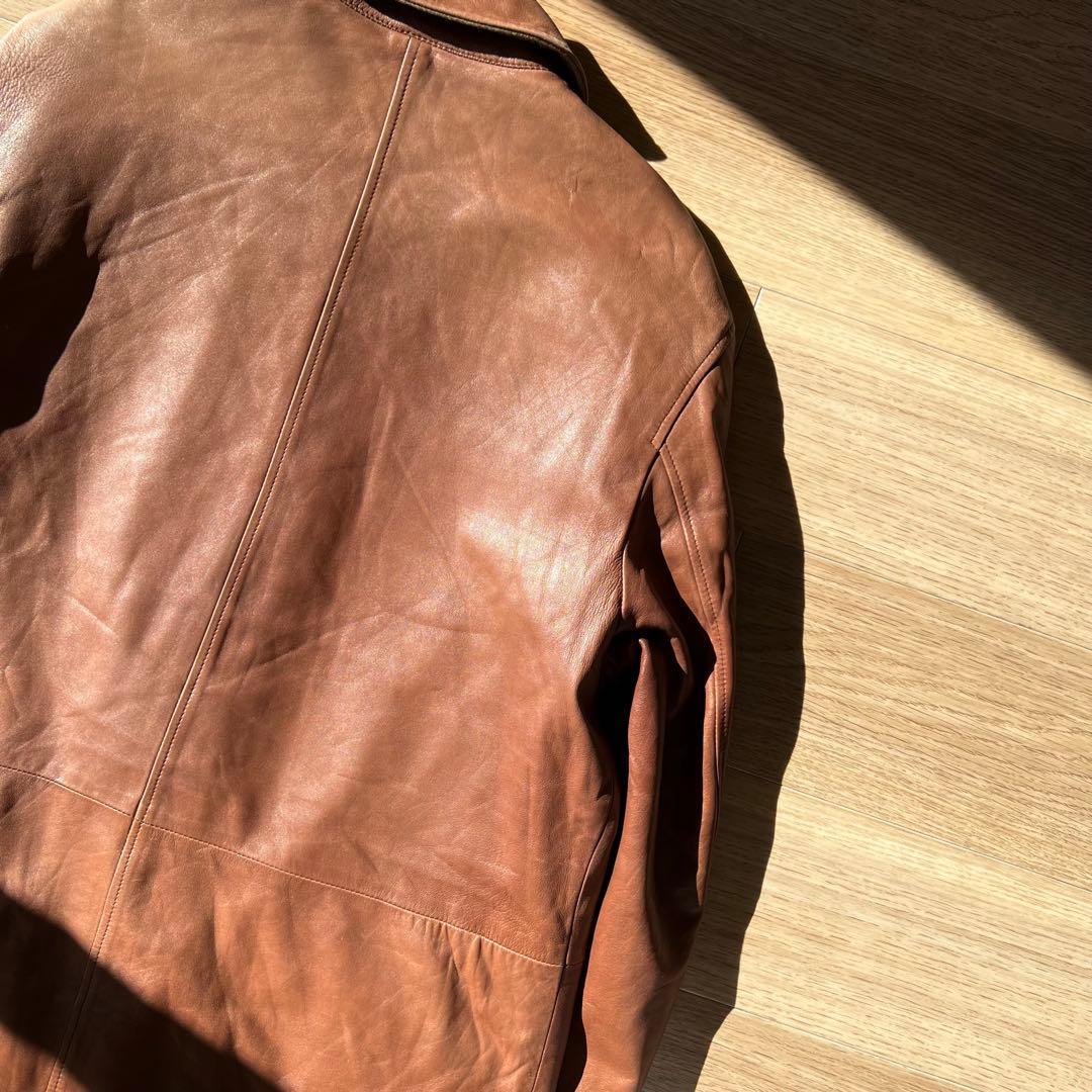 イタリア製 ヴィンテージ リバーシブル レザーコート キャメル