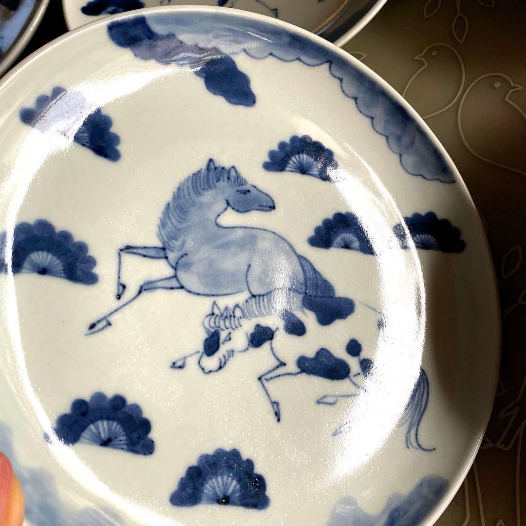 美品☆作家 藤塚光男☆馬柄 染付皿 6枚セット - メルカリ