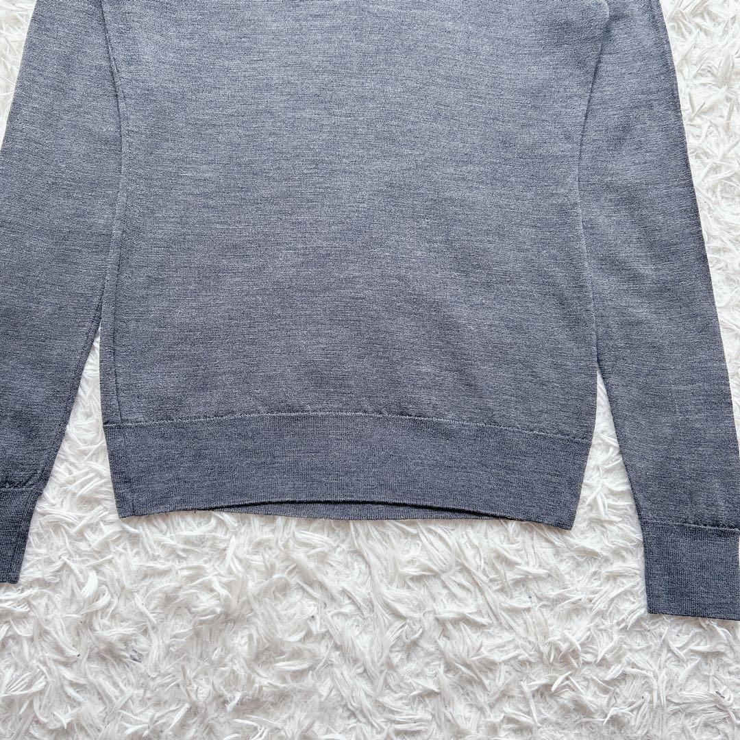 美品 ジョンスメドレー メリノウール クルーネックニット グレー 英国