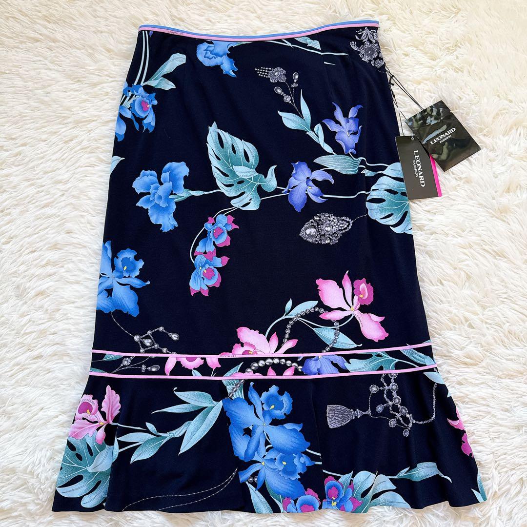 タグ付き✨未使用級✨近年] レオナール スカート 花柄 トリム カンカン