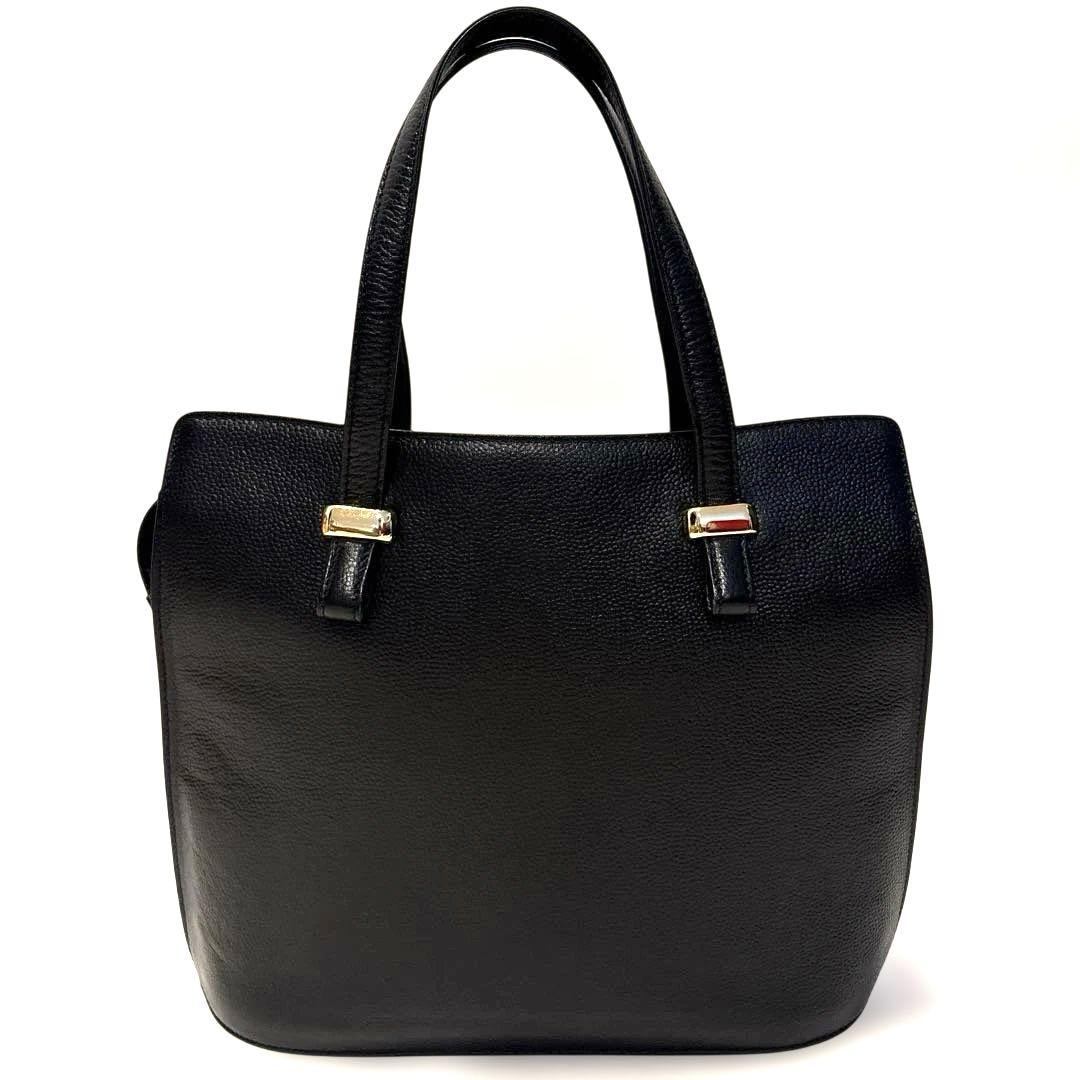 Kitamura キタムラ 黒レザーハンドバッグ シボ革 日本製 ブラック