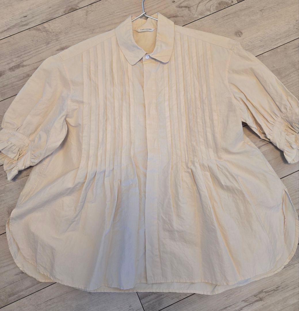 トゥジュー コットンピンタックシャツ 半袖 生成り 定価約5万 近年 半袖 ビッグtシャツ メンズ 韓国 ビッグシルエットtシャツ ビッグ
