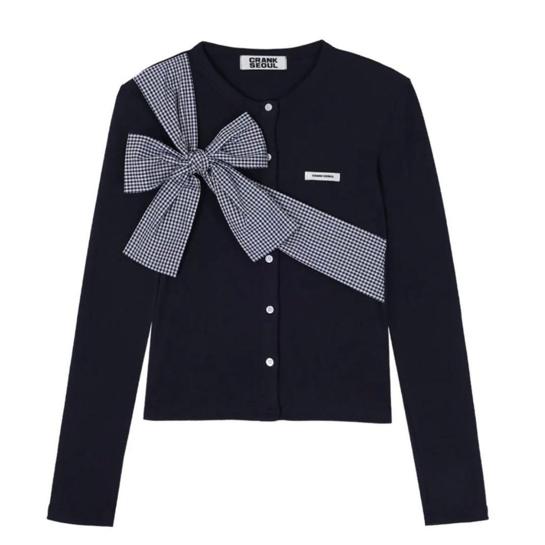 CRANK リボンカーディガン TWICE ミナ着用 - メルカリ
