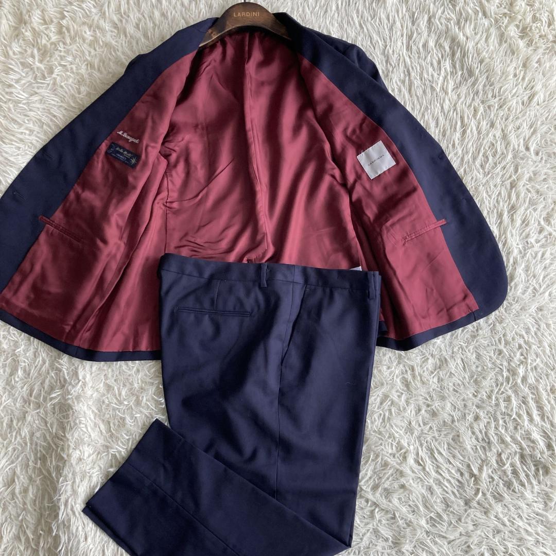 高級オーダー3L】特大サイズ KASHIYAMA ネイビーセットアップスーツ