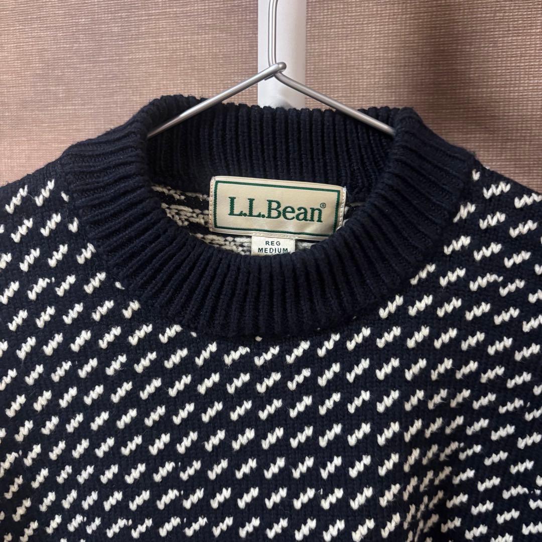 ♦︎ L.L.Bean エルエルビーン バーズアイ ニット ネイビー M