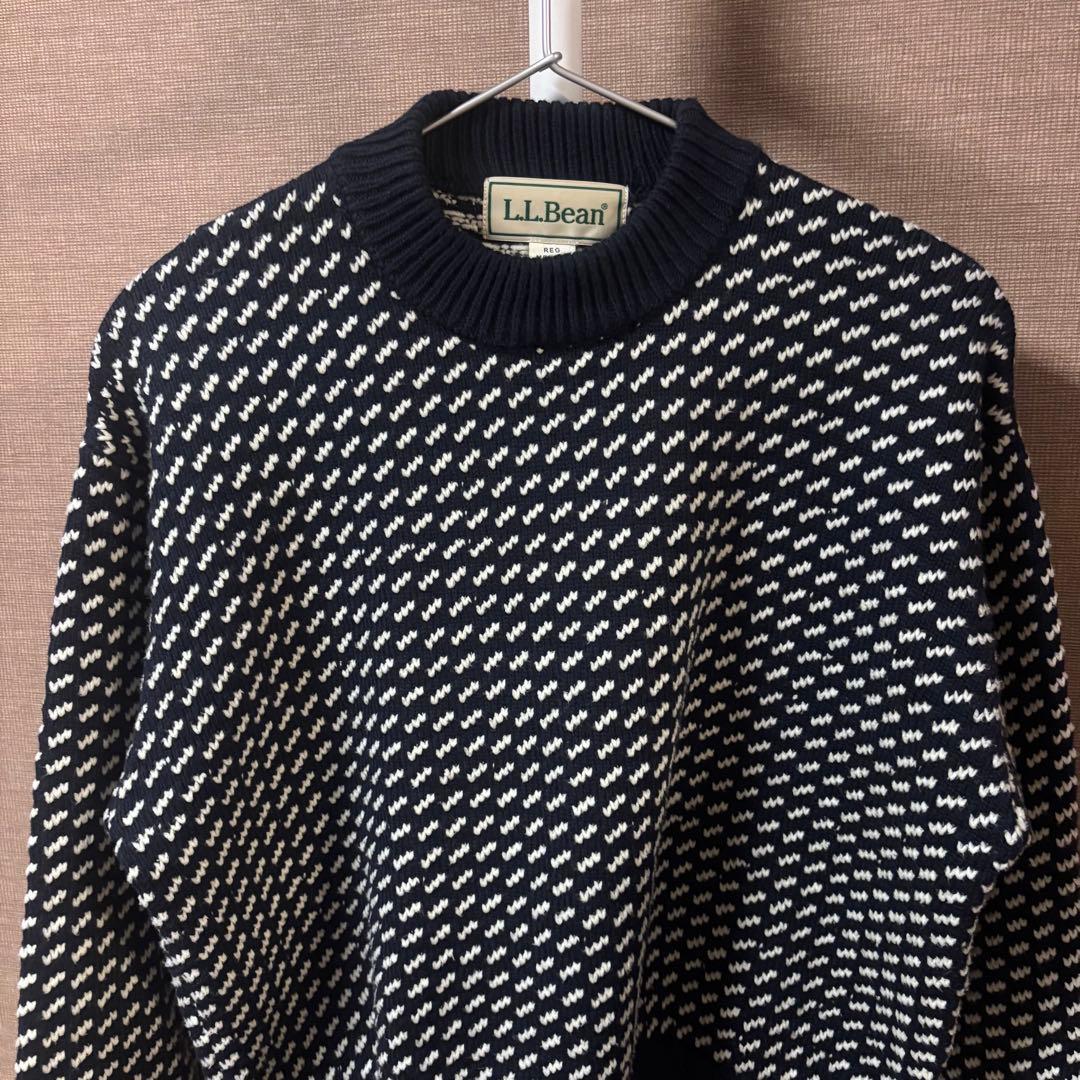 ♦︎ L.L.Bean エルエルビーン バーズアイ ニット ネイビー M