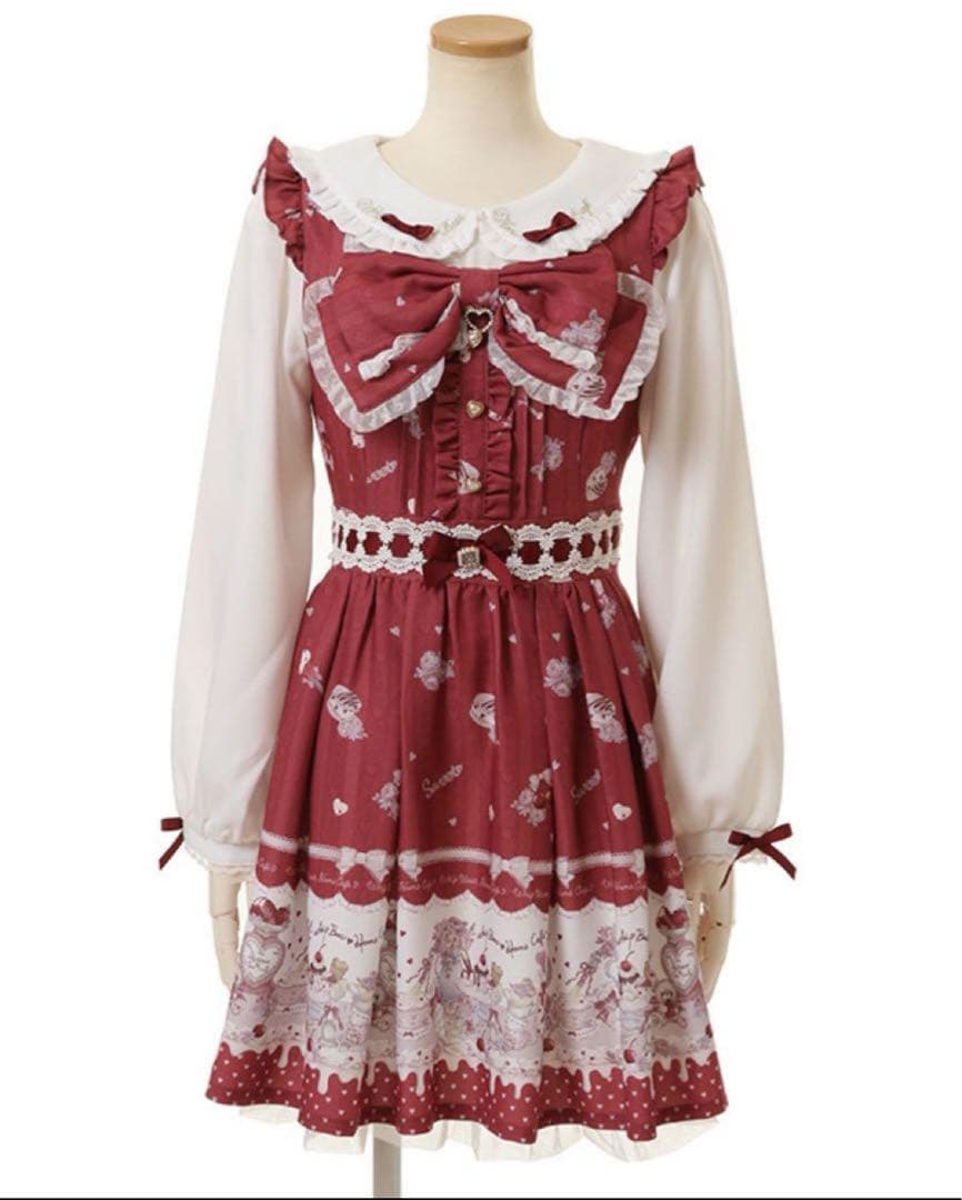 リズリサ LIZLISA Whip Bear Home Cafe柄ワンピース赤 - メルカリ