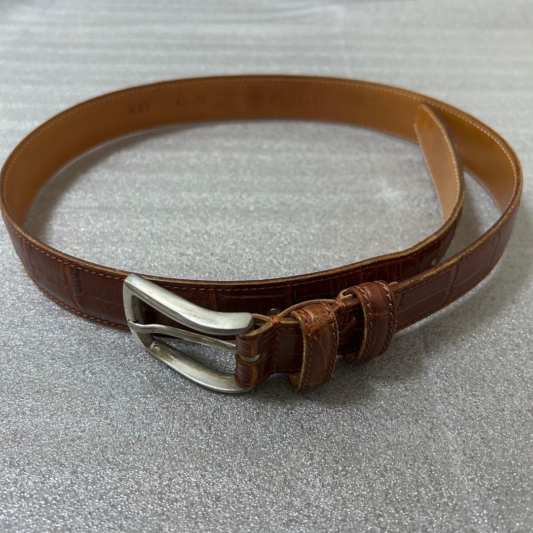 美品】Felisi フェリージ クロコ型押しベルト 75cm ブラウン - メルカリ