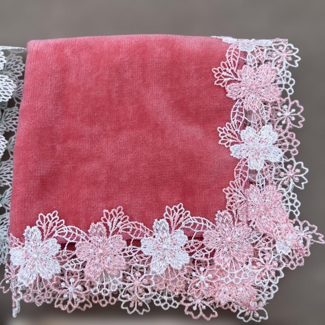 廃盤 近沢レース 桜 タオルハンカチ 春爛漫 さくら ハンカチ 近沢