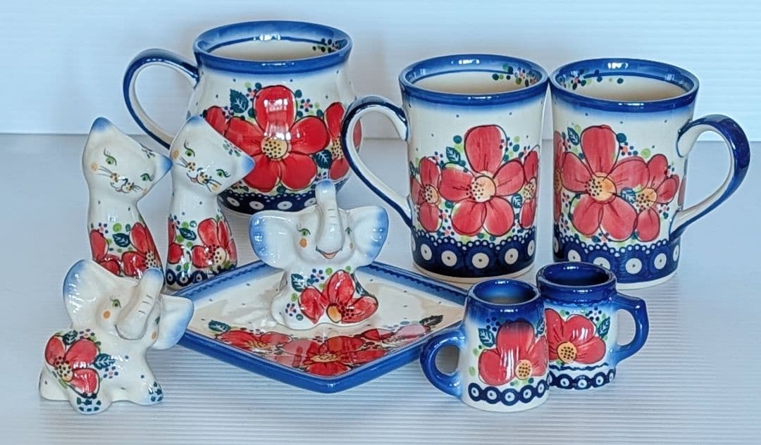 ポーリッシュポタリー ガリア社 赤い花セット♡.*・゜ 楽天市場】ポーリッシュポタリー薔薇の通販