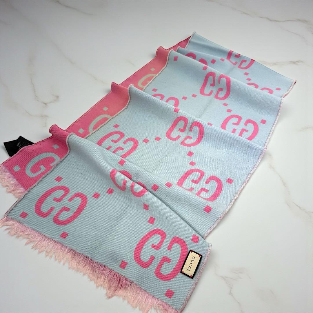 《入手困難》グッチ ジャガードマフラー ウール シルク GG リバーシブル