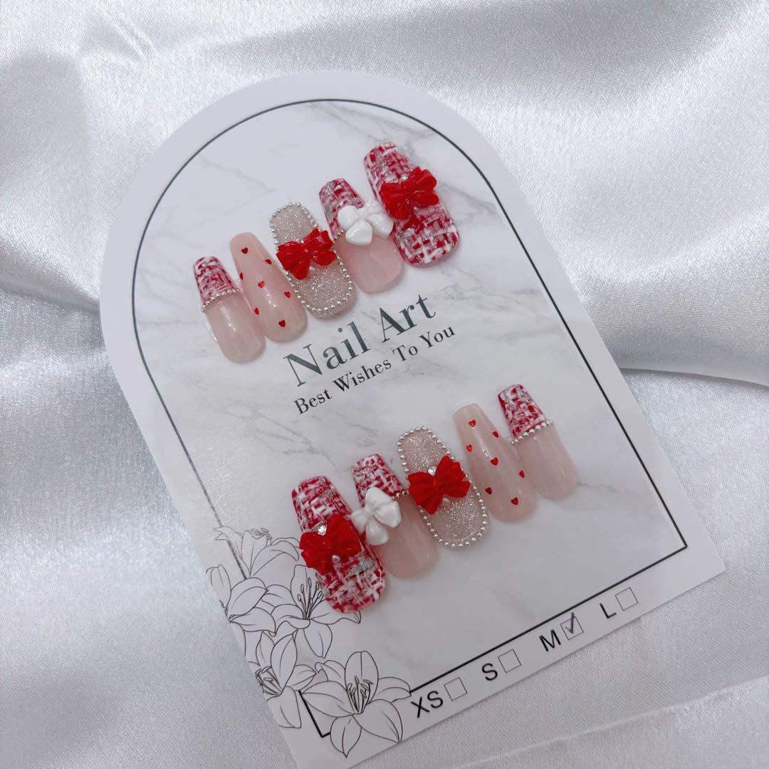 ネイルチップ 現品 スナ系 ワンホン 量産型 フレンチガーリー ちゅるん