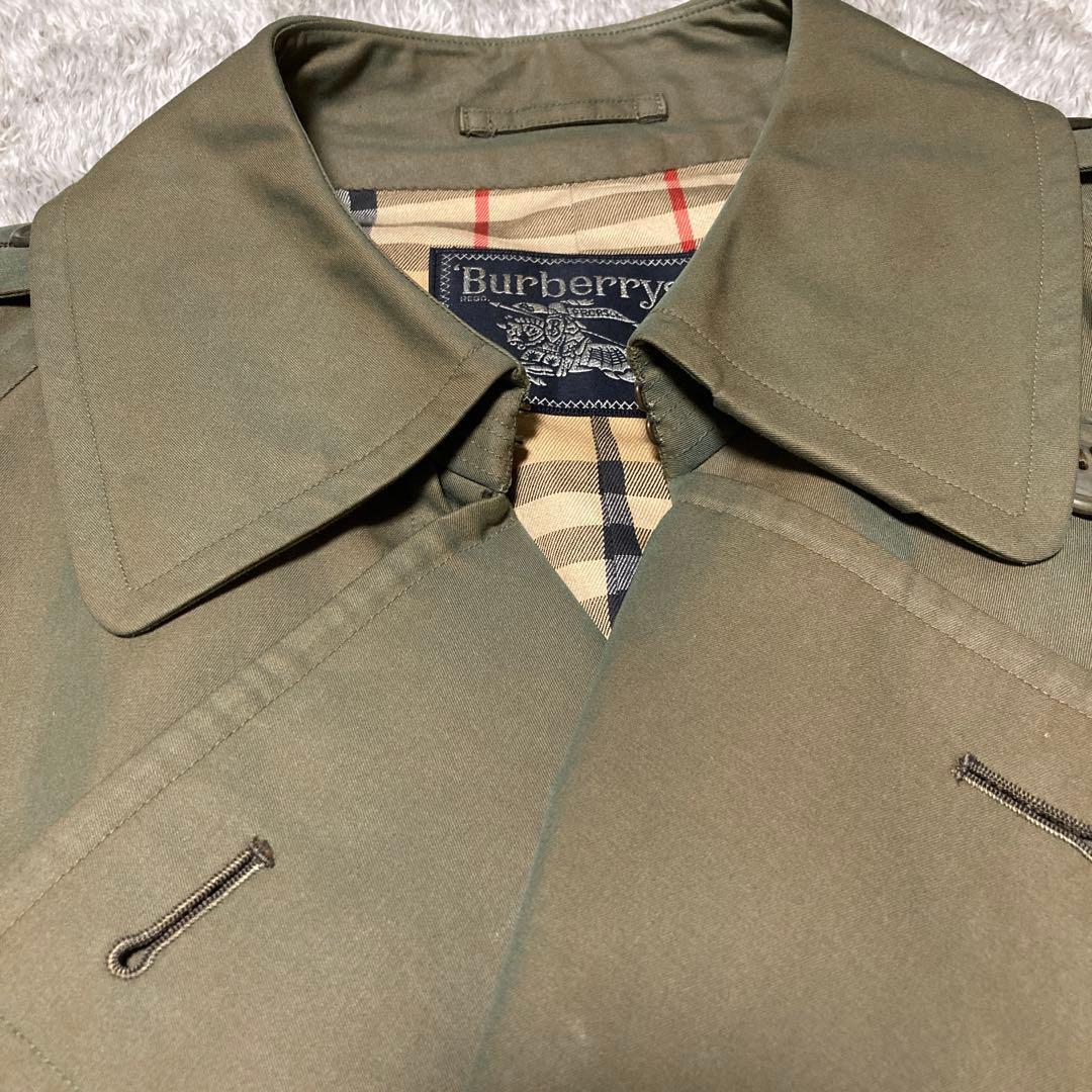 美品】バーバリー トレンチコート☆ロング.タマムシ色 .ノバチェック