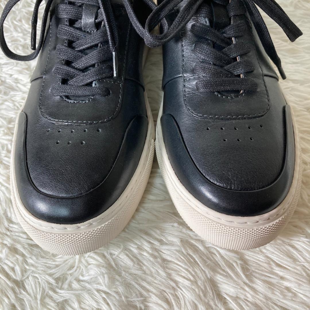 未使用品 モラルコード 本革 レザースニーカー 約25.5㎝ 黒 ブラック