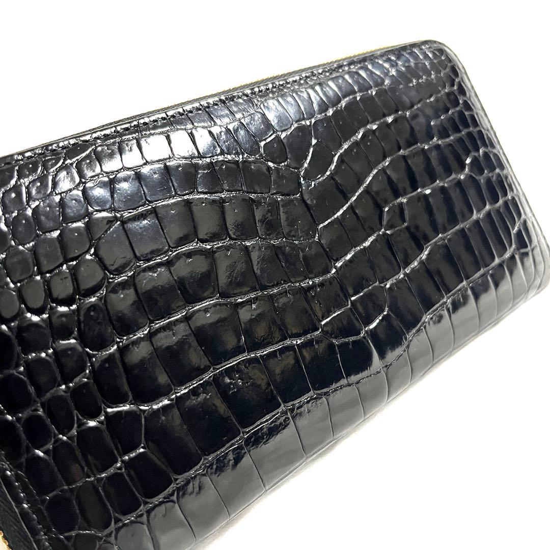 クロコダイル ポロサス 長財布 ラウンドファスナー JRA認定 ゴールド